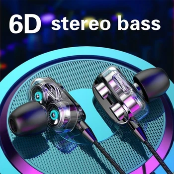 3.5 Mm Laidines Ausines 6D Bass Stereo laisvų Rankų įranga Dual Vairuotojo Sporto Žaidimų Ausinės Su Mic Triukšmo Atšaukiu Ausinių Už Xiaomi 