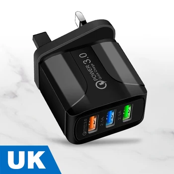 Greito Įkrovimo Sienos automobilinis Įkroviklis ES/JAV/UK Plug 3 USB Įkroviklis Adapteris, skirtas 