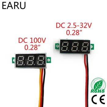 0.28 Colių DC LED Digital Voltmeter 0-100V Įtampos Matuoklis, Auto Automobilis Mobiliojo Maitinimo Įtampos Testeris Detektorius 12V Raudona Žalia Geltona Mėlyna
