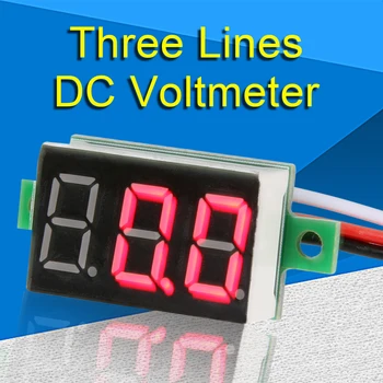 0.36 Colių DC 0-100V Mini Digital Voltmeter Mėlyna/raudona/žalia LED Ekranas Volt Indikatorius Skydelyje įtampos indikatorius 3 laidai