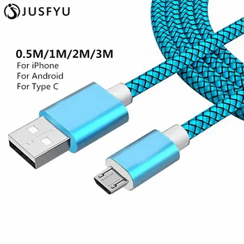 0,5 m/50cm/1m/2m/3m C Tipo Įkrovimo Kabelis, Įkroviklis, Micro USB-C Tipo C Nailono Cabel 