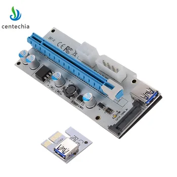 008 PCI-E Express 1x iki 16x Extender Riser Card USB3.0 Kabelio ilgintuvas Už Miner Mašina, PCI-E, SATA 4PIN 6PIN SATA Adapteris GHMY