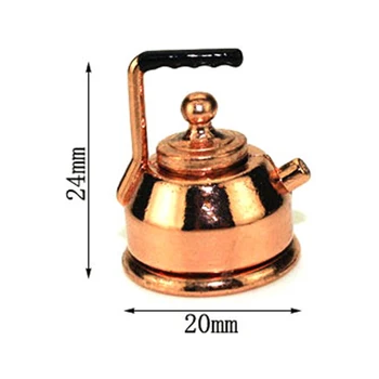 1/12 Miniatiūriniai Lėlių Priedai Mini Metalo Virdulys Modeliavimas Baldai Arbatos Puodą Virtuvėje Modelis Žaislai Doll House Dekoro