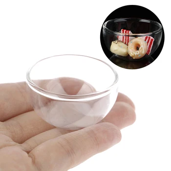 1:12 Miniatiūriniai Stiklo Vaisių Dubuo Salotų Dubenį Lėlių Virtuvės Reikmenys 
