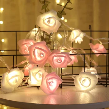 1.5/2/3/6M LED Girliandą Dirbtinių Gėlių Puokštė String Žibintai, Putos, Rožių Pasakų Žibintai Valentino Diena, Vestuvių Dekoravimas