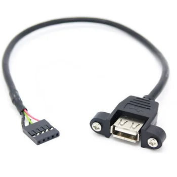 1,5 m Karšto pardavimo 5pins moterį, USB-A 2.0 female ilgiklis konsolių varžtas ausies skylę pertvara vielos jungtis 2.54 mm