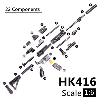 1/6 Masto 4D HK416 AK74 MG62 MSR Šautuvas Asamblėjos Ginklą Modelio Įspūdį Statybinės Plytos Pistoletas Ginklas Veiksmų Pav.