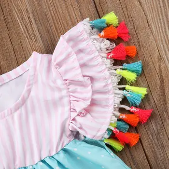 1-6 Metų Vasarą Baby Girl Flamingo Spausdinti Dryžuotas Kūdikių Mergaičių Suknelė Vaikai Gyvūnus, Atsitiktinis Suknelė Bamblys Sundres Drabužiai