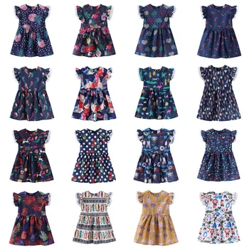 1-7 Metų Vaikams Mergina Dress Bamblys Baby Fly Rankovėmis Suknelės Vasaros Vaikų Drabužių Mergaičių Medvilnės Princesė Dress Vaikas Viršūnes Komplektai