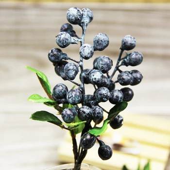 1 Dirbtinis Pluoštas Mėlynių Augalų, Gėlių Pumpurų Padirbtų Augalų Šilko Dekoratyvinių Gėlių Vainikas Uogų Vestuvių Namų Šaliai Dekoro