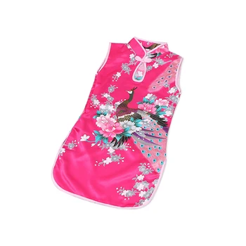 1 gabalas Baby Girl Dress Povas Rankovių Slim Tradicinę Suknelę, Cheongsam Vaikų Mergaičių Drabužius Kinų Stiliaus Qipao