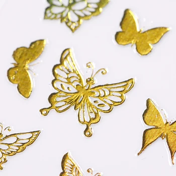 1 Lapas Drugelio Dizaino 3D Lipdukai Aukso Perdavimo Lipdukai Spalvingi Lipdukai Nagai Širdies Gėlių Slankiklį Decal Priedų