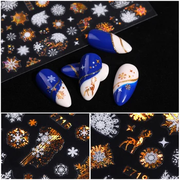 1 Lapas Kalėdų 3D Nagų Lipdukai Sniego Nagų Folija Lipdukai Įdegio Lapai Perdavimo Slankmačiai Manikiūras Aukso 