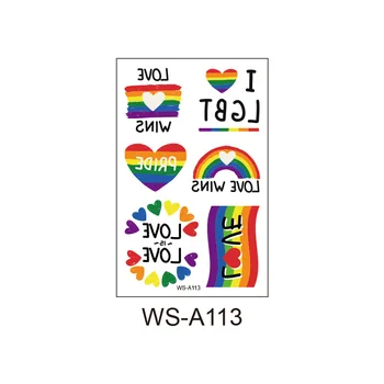 1 Lapas LGBT Pride Diena Laikina Tatuiruotė Lipdukas Rainbow Modelis Meilė yra Meilė Flash Vandeniui Mados Kūno Menas Vyrų, Moterų, Vaikų