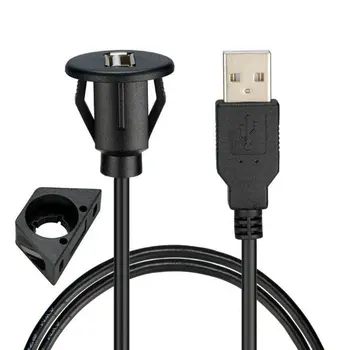 1 m / 2 m automobilio prietaisų skydelio montavimo USB 2.0 vyrų ir moterų lizdas skydelyje pratęsimo kabelis single port USB2.0 female kabelio