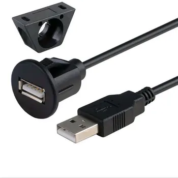 1 m / 2 m automobilio prietaisų skydelio montavimo USB 2.0 vyrų ir moterų lizdas skydelyje pratęsimo kabelis single port USB2.0 female kabelio
