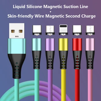 1 Metro Skystu Silikonu Magnetinio USB Laidas, Mobilusis Telefonas, Greitas Įkrovimas USB Tipo C Įkrovimo Kabelis 1m, 
