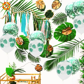 1 Nustatyti Žaliųjų Augalų Tema Džiunglių Šalis Palmių Lapų, Su Gimtadieniu Balionas Reklama Kūdikių Krikštas Gimtadienio Botanikos Šalies Prekių
