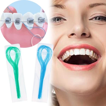1 Pakelis Siūlas Threaders Dantų Traukos Nailono Vielos Flosser Ortodontinis Įrankis Aukštos Kokybės Burnos Priežiūros