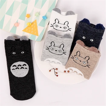 1 pora animacinių filmų totoro kulkšnies kojinės juokinga mados cute kačių anime moterų kojinės vasarą, pavasarį minkštos medvilnės laimingas, Japonų, korėjiečių sox