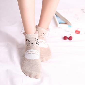 1 pora animacinių filmų totoro kulkšnies kojinės juokinga mados cute kačių anime moterų kojinės vasarą, pavasarį minkštos medvilnės laimingas, Japonų, korėjiečių sox