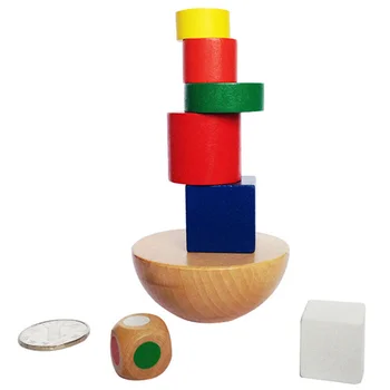 1 Rinkinys Vaikams, Mediniai Geometrinis Subalansuotas Pastato 3d Dėlionę Žaislai Montessori mokomasis Žaidimas Vaikams IQ Gyvenimą su Audinio Maišelis