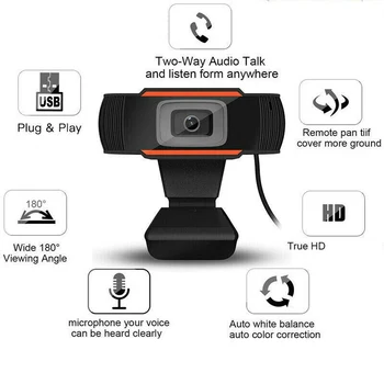 1 Vnt 480P/1080P USB 2.0 Webcam PC Kompiuteris, Fotoaparatas, Vaizdo Įrašymo Web Kamera, Web Kamera Su Mikrofonu-Live Transliacijos