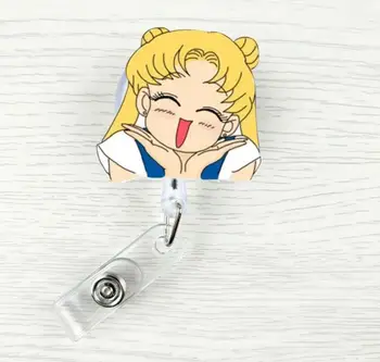 1 Vnt Animacinių filmų Anime Sailor Moon Merginos Ištraukiama Ženklelis Ritės Studentų Slaugytoja Exhibiton Kredito ID Kortelės Ženklelis Turėtojas Raštinės reikmenys