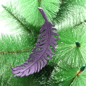 1 VNT Aukso milteliai Spalvingų plunksnų Kalėdų eglutės papuošalus 16X8MM Kalėdų medžio pateikti papuošalai 