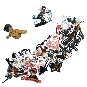 10/42pcs/daug Japonų Anime Ataka Titan Mikasa Levi Eren Lipdukai Telefono Bagažo Dviračių Decal Žaislas Lipdukas Vaikams