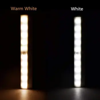 10 Led PIR LED Judesio Jutiklis Šviesos Belaidžio Spinta Šviesos Lova, Lempa, LED Pagal Kabineto Naktį Šviesos Spinta Laiptai Virtuvė