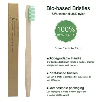 10 pak Kelių Spalvų Minkšto Pluošto Biologinių Šeriai Aplinkai Bambuko dantų šepetėlį Suaugusiųjų Dantų Valyti Kelionės Dantų šepetukas
