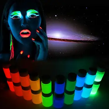 10 spalvų Neono Liuminescencinės Kūno Dažai Augti Tamsoje Veido Dažymas Odos Draugiškas Šviečiantys Dažai Meno Pigmento Liuminescencinių