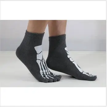 10 spalvų, Punk Rock Vyrų 3D spausdinimo teroro skeleto kojų kojinės Hip-Hop baisu kaukolė penkių pirštų keista, sox kaulų vyriškos trumpos kojinės