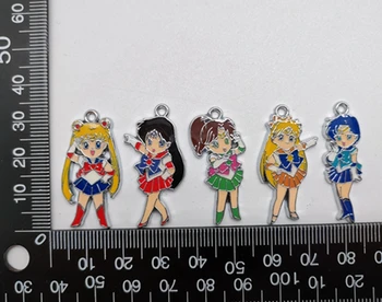 10 Vnt Animacinių filmų Sailor Moon Metalo Pakabukai 