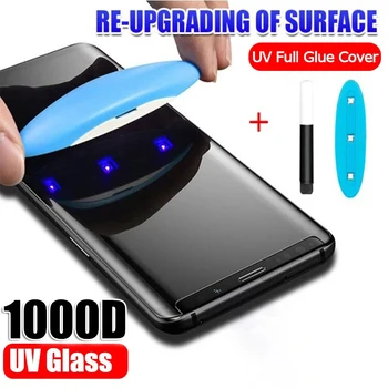 1000D Visą Lenktas UV Grūdintas Stiklas Samsung Galaxy S8 S9 S10 S20 Plius 20 Pastaba Ultra Pastaba 8 9 10 Pro Screen Protector Stiklo