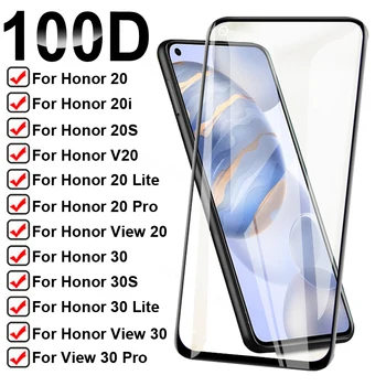 100D Grūdintas Stiklas Huawei honor peržiūrėti 20 30 V20 V30 Pilnas draudimas Screen Protector Garbę 20 Pro 30 Lite 20i 20S 30S Stiklo Plėvelės