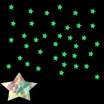 100PC Vaikų, Miegamojo, Fluorescencinis Švytėjimas Tamsoje Žvaigždės Švyti Sienų Lipdukai Žvaigždžių Šviesos šviesos švytėjimas lipduko spalva 8.13