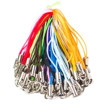100vnt/daug spalvų poliesteris vieno žiedo virvelę papuošalai virvelę mobilusis telefonas su amatų pakabukas 