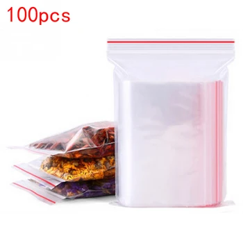 100vnt Plastikiniai Ziplock Krepšiai Papuošalai Ziplock Maišą Maisto Paketą, Švieži-laikyti Dulkėms Storis 0,05 mm virtuvės organizatorius