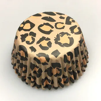 100x rožinė/prupe/ruda leopard ūkio gyvūnų spausdinti vestuvių tinklelis Cupcake Liner keksiukų kepimo Taurės tortas pelėsių pyragas apdaila