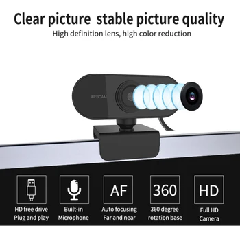 1080P 720P 2K HD Kameros su Mic Pasukti KOMPIUTERIO Darbalaukio Žiniatinklio Kamera Mini Cam Kompiuterio WebCamera Cam Vaizdo Įrašymo Darbą