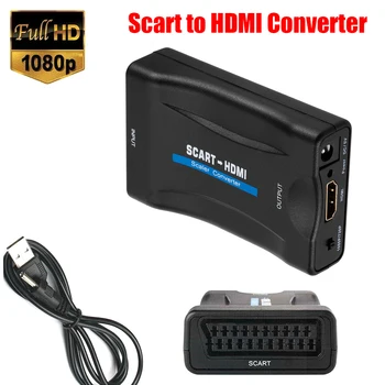 1080P Konverteris SCART ir HDMI Vaizdo Garso Keitiklis SCART HDMI AV Signalo Adapteris Upscale Konverteris Adapteris, skirtas HD TELEVIZIJOS DVD Naujas
