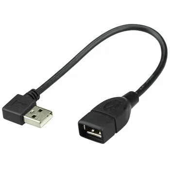 10cm 20cm USB 2.0 A Male į Moterų 90 Kampu Pratęsimo Adapterio kabelis, USB2.0 vyrų ir moterų dešinę/į kairę/down/up Black kabelis laido