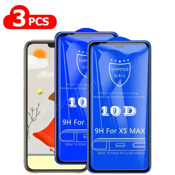 10D 3Pcs Grūdintas Stiklas iPhone 11 12 Pro Max Screen Protector, iPhone X XR XS MAX 6 6S 7 8 Plius SE2020 Visiškai Padengti Stiklo
