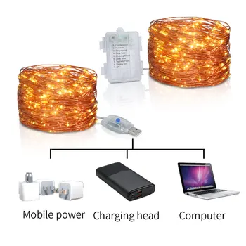 10M, 20M Led Styginių Šviesos USB Baterija Nuotolinio Girliandą Vario Viela, LED Šviesos Kalėdų Pasakos Šviesos Vestuves Dekoras