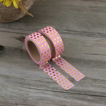 10M Dekoratyvinis Aukso Folija Washi Tape Pink Dots 
