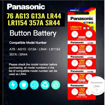 10pc PANASONIC LR44 A76 13TN 0%Hg SR1154 357 LR 44 1,5 V Cell baterija baterijos skaičiuoklė 0%Hg