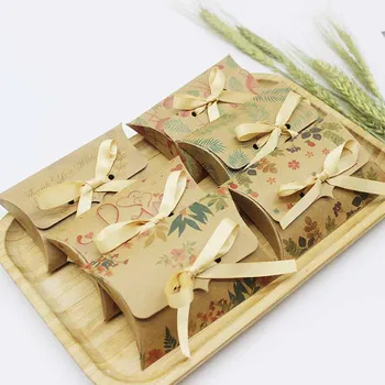10set naują atvykimo derliaus popieriaus dovanų dėžutė pagalvės formos langelį 