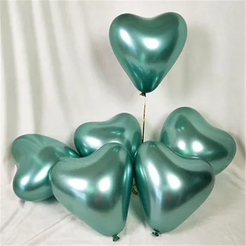 10vnt 10inch Žalia Metalo Pearl širdies Lateksiniai Balionai Storio 